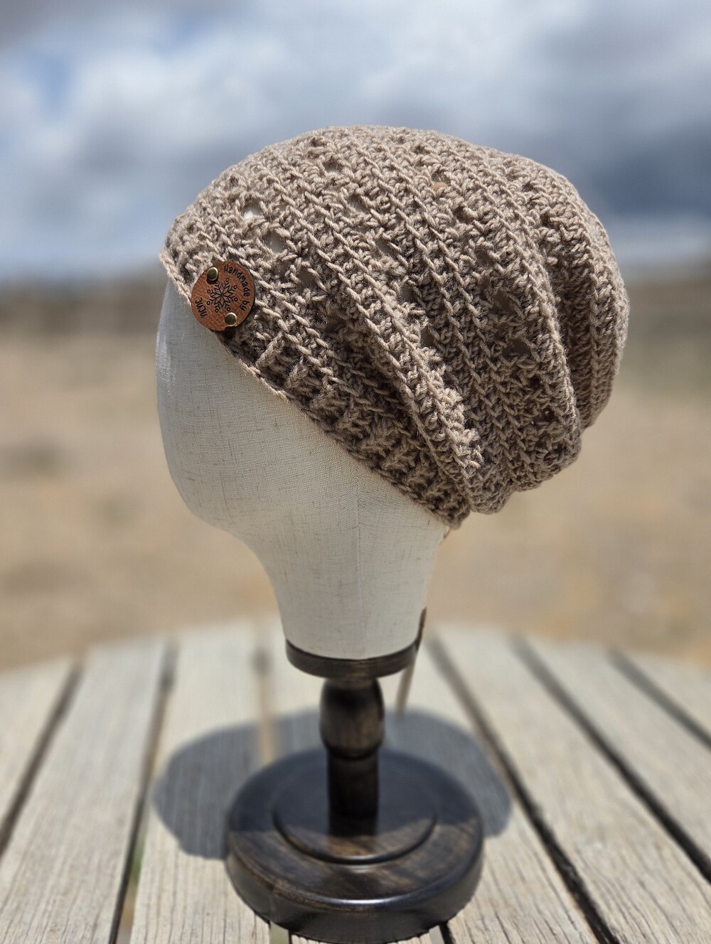 Artisan Handmade Crochet Virgin Wool Blend "Haulin' Oats" Slouchy Boho Beanie